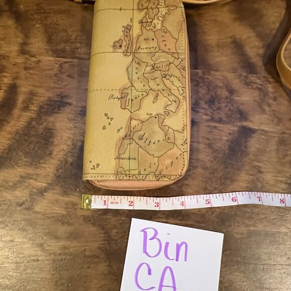 Vintage Leather World Map Crossbody Bag and wallet  CA - Picture 9 of 14